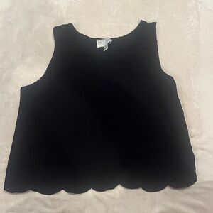 Francesca's Collections Black Scalloped Tank Top